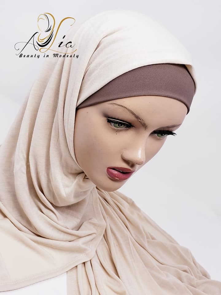 Light Beige Matt Plain Jersey Shawls