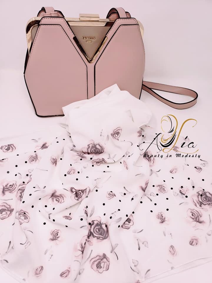 Plum Small Floral Design Chiffon Shawl FSH032003