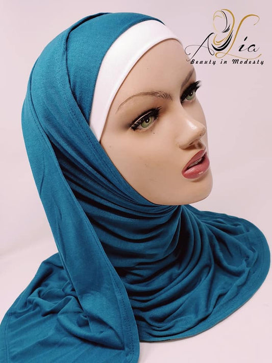 Turquoise Matt Plain Jersey Shawls M-ShJ-04