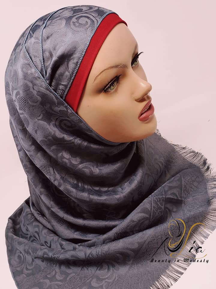 Charcole Gray Synthetic Silk Satin Shawl
