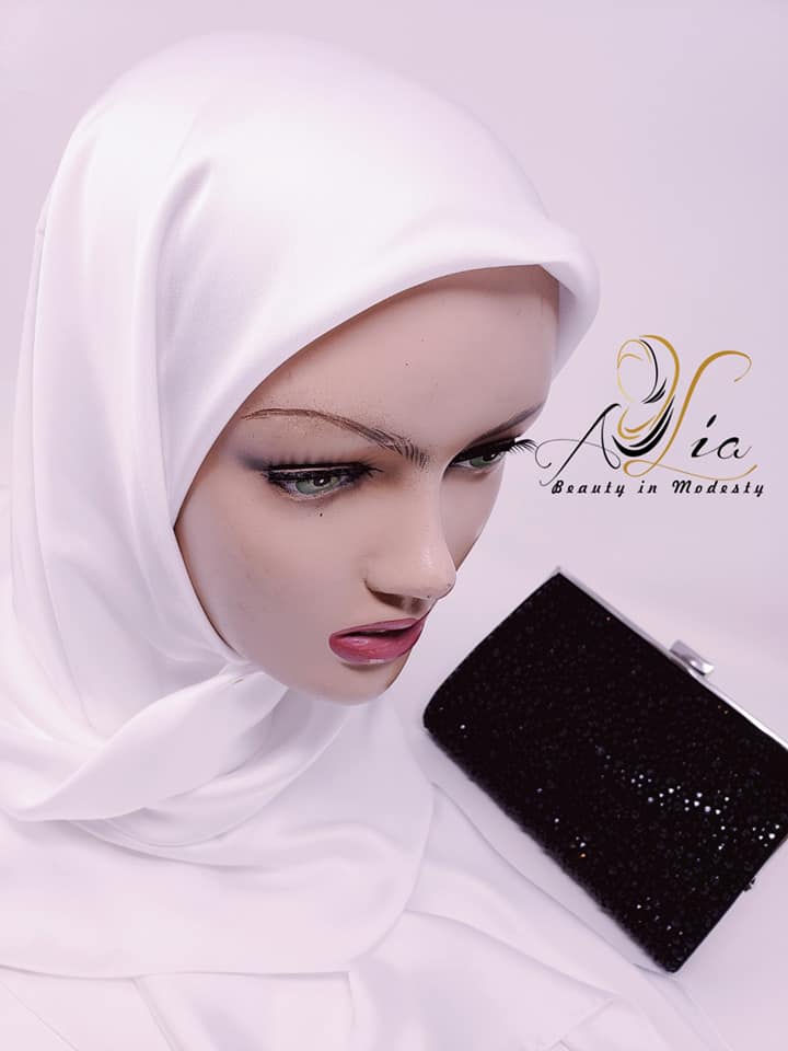 Off-White Silk Satin Square Scarf