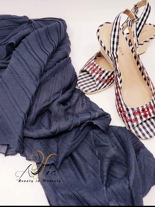 Navy Blue Soft Pleated