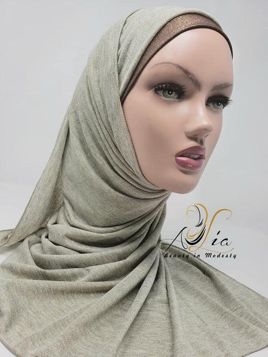 Sparkly Light Tea Green Jersey Shawl JER-17