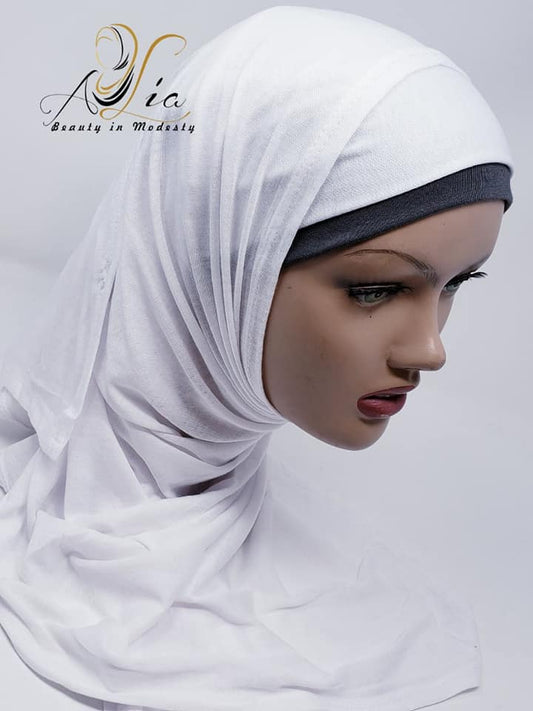 White Matt Plain Jersey Shawls M-ShJ-01