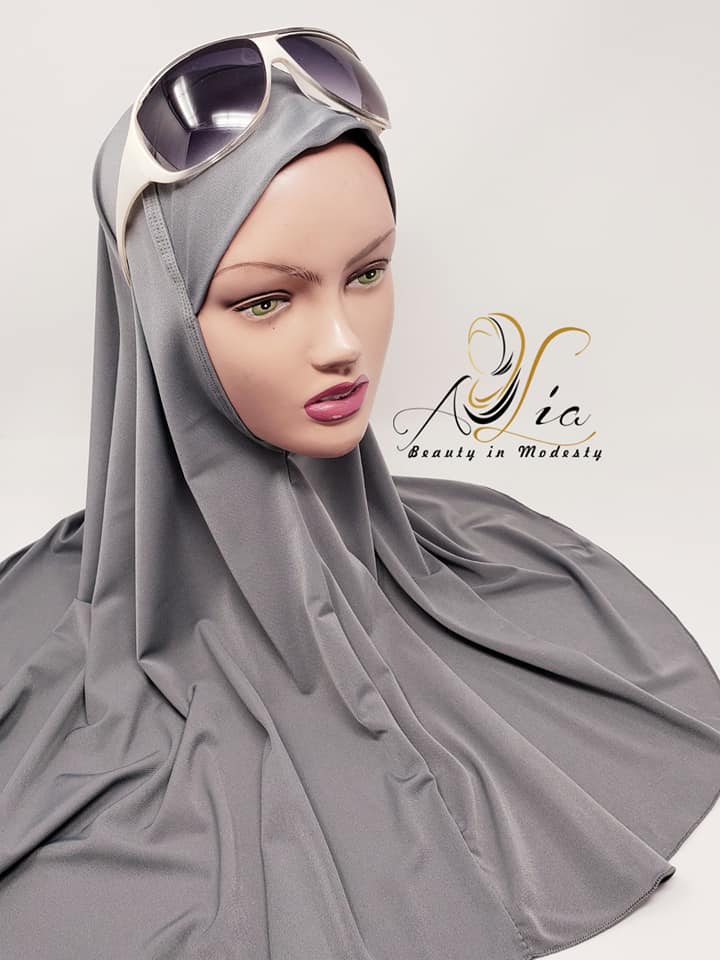Lycra, Long One Piece Anchor Gray Hijab