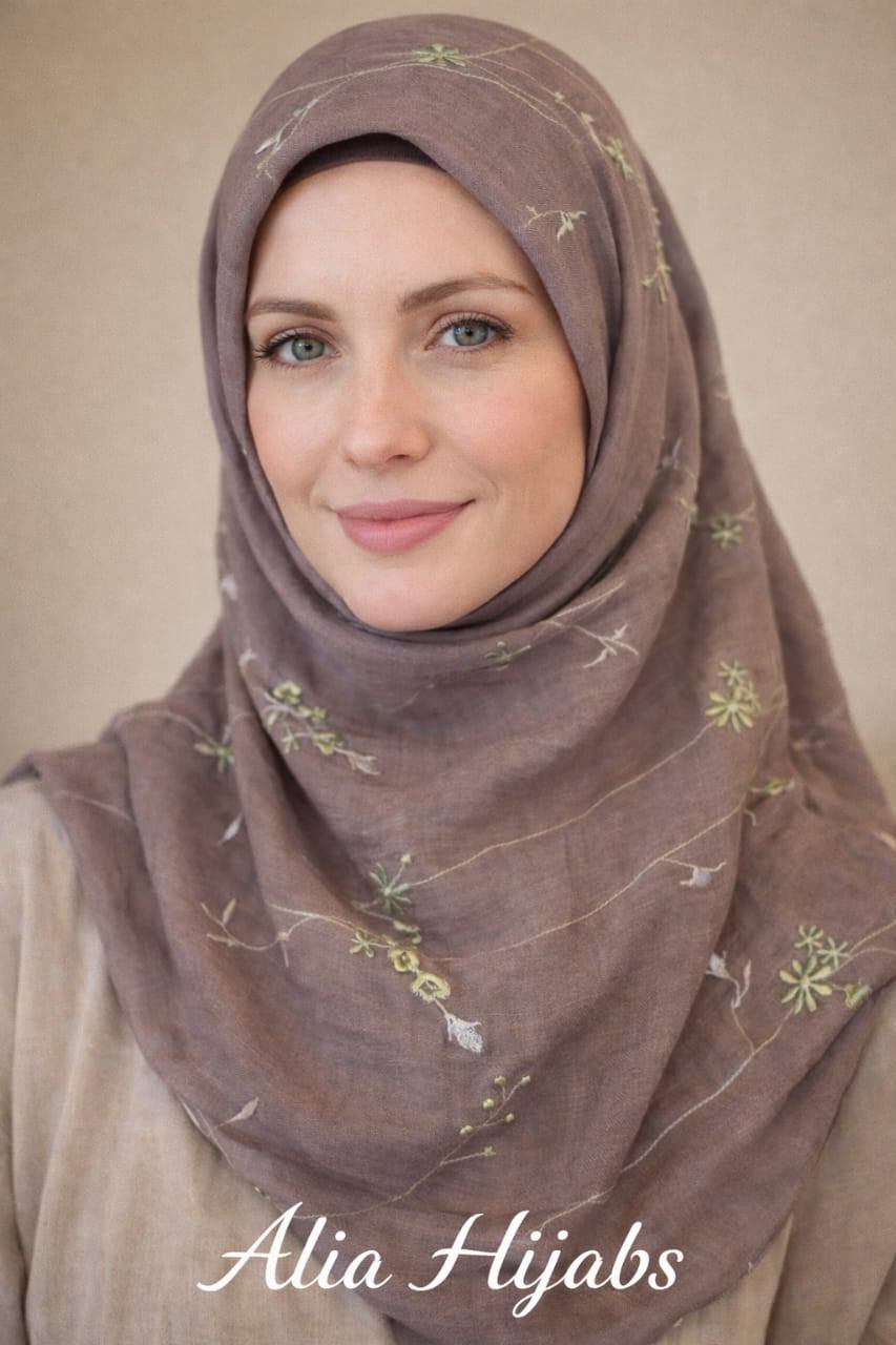 Mocha/Pistachio/Pink Cotton Shawl 9305
