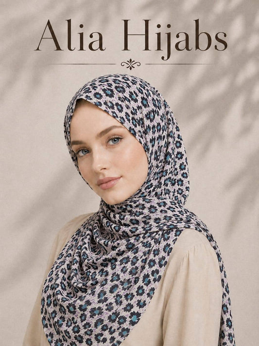 Turquoise/Mauve/Black Crepe Chiffon Square Hijab/Scarf