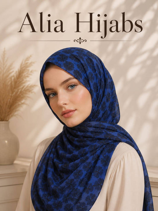 Navy Blue/Black Chiffon Square Hijab/Scarf