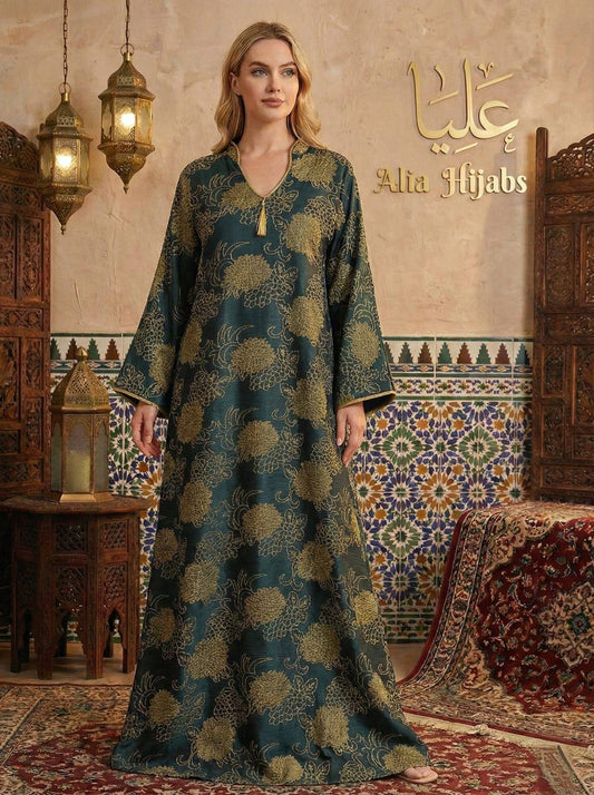 Pine Green & Golden Brocade