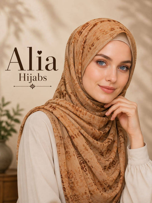 Camel Beige Crepe Chiffon Square Hijab/Scarf