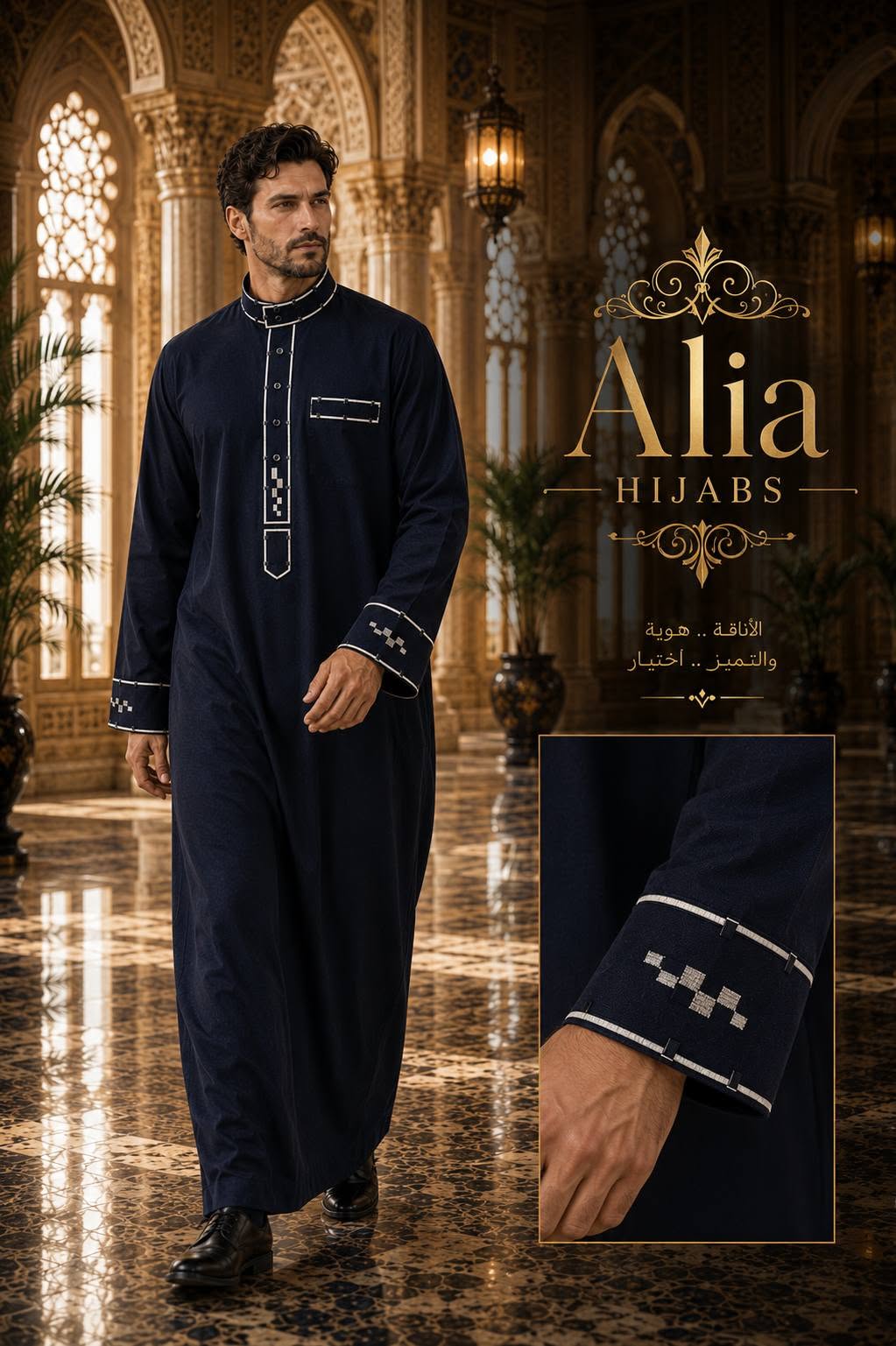 Navy Blue / Silver & Gray Embroidery 6569-06