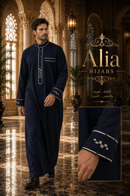 Navy Blue / Silver & Gray Embroidery