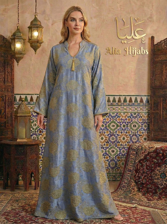 Wild blue & Golden Brocade