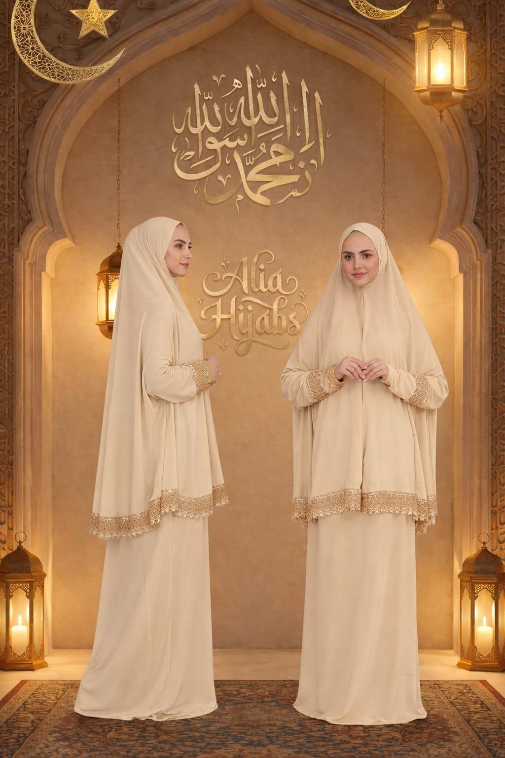 Plain Jersey Cream & Gold - Alia Hijabs