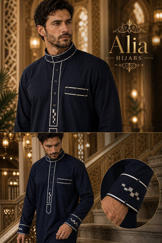Navy Blue / Silver & Gray Embroidery