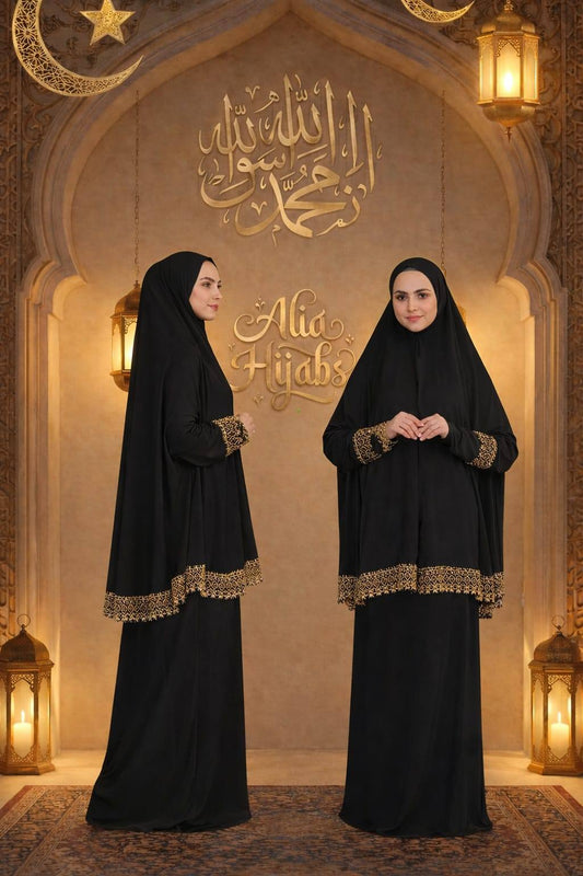 Plain Jersey Black & Gold - Alia Hijabs