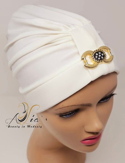 Lycra Turban With Brooch, Available In Different Colors