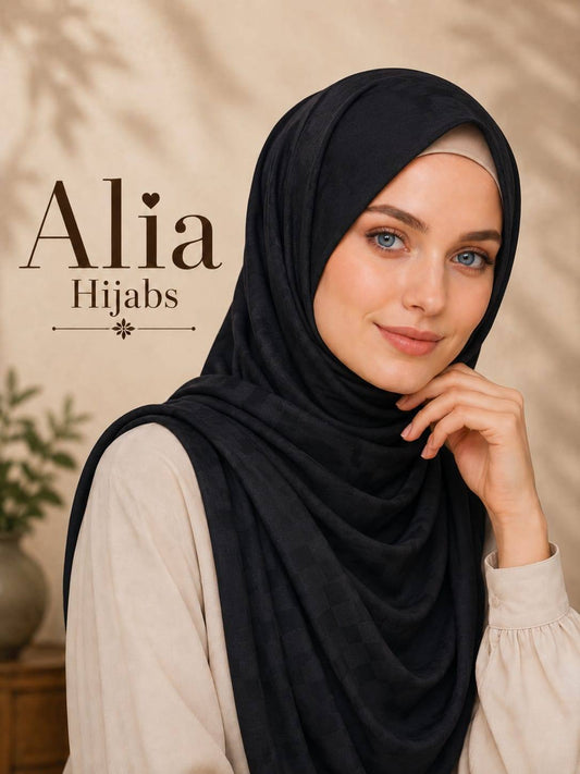Black Satin Square Hijab 03