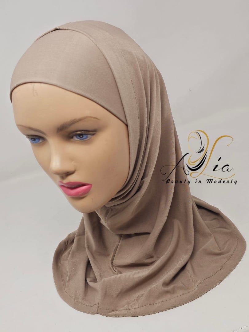Layal Chocolate Brown Blend Plain 2 Pc Lycra Hijab
