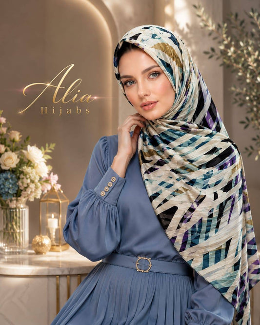 Multi-Colored Satin Stripes & Chiffon Hijab/Scarf