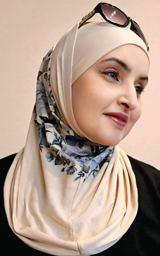 Flora Beige Dusty Blue 3721