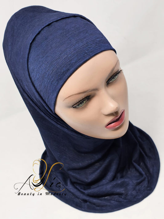 Navy Blue Textured Lycra 0569