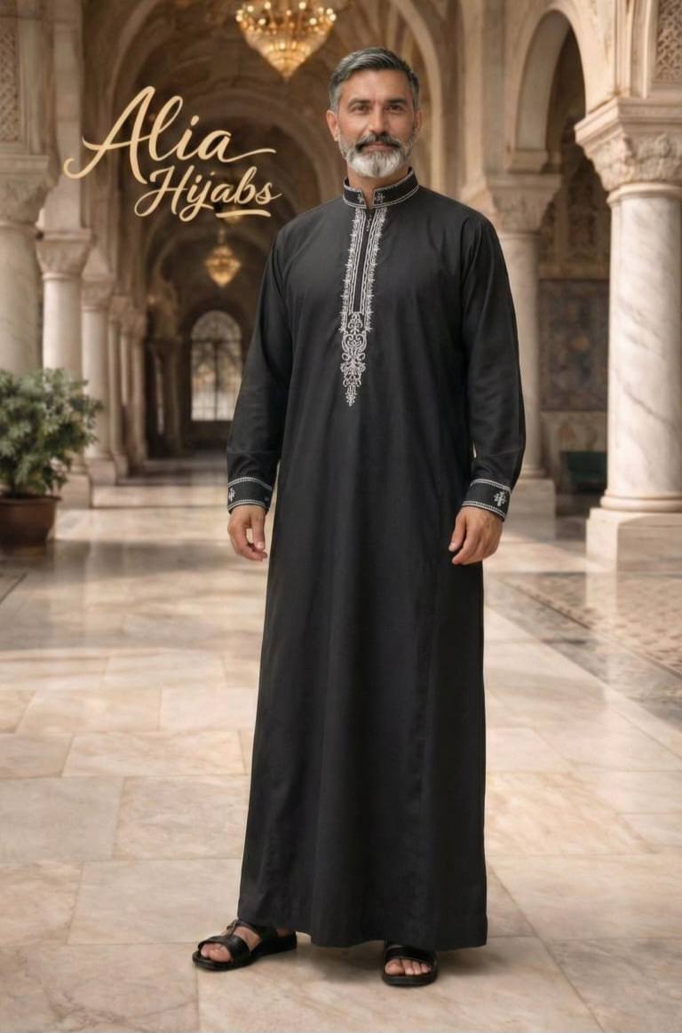 Charcoal / Silver Embroidery - Alia Hijabs