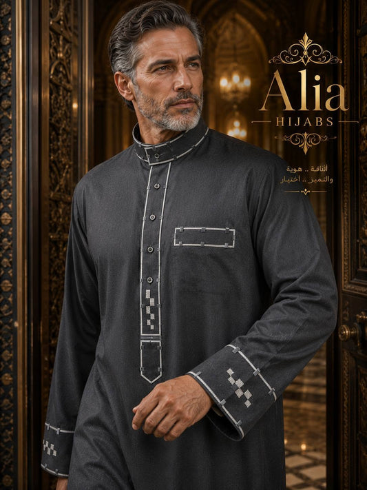 Dark Gray / Silver & Black Embroidery