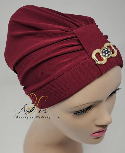 Lycra Turban With Brooch, Available In Different Colors