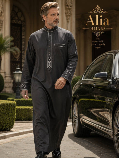Charcoal / White & Black Embroidery 1481-02