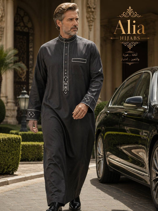 Charcoal / White & Black Embroidery 1481-02