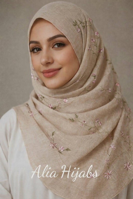 Oat/Jade/Pink Cotton Shawl 3257