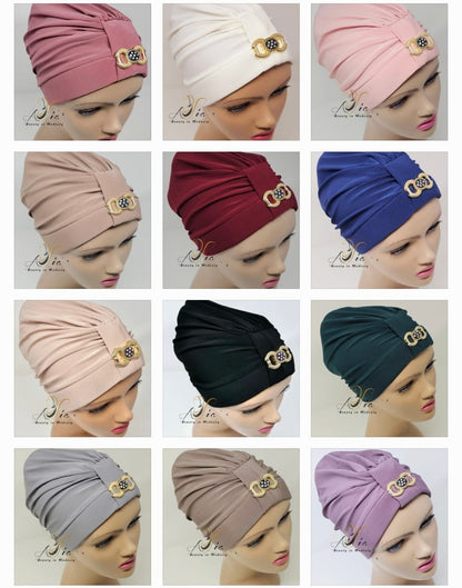 Lycra Turban With Brooch, Available In Different Colors