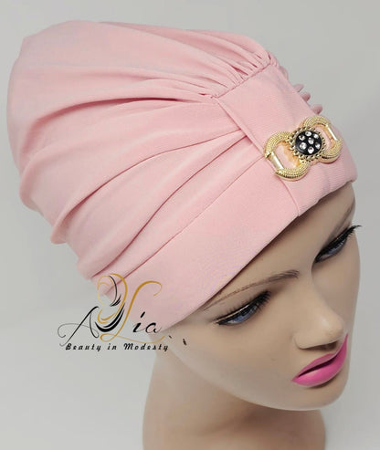 Lycra Turban With Brooch, Available In Different Colors