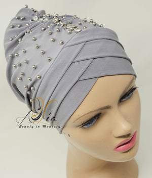Fancy Lycra Turban With Diamond Beads, Available In Different Colors