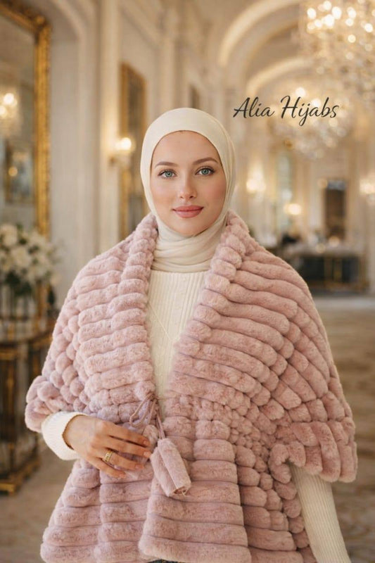 Cashmere Fancy Fur Shoulder Shawl