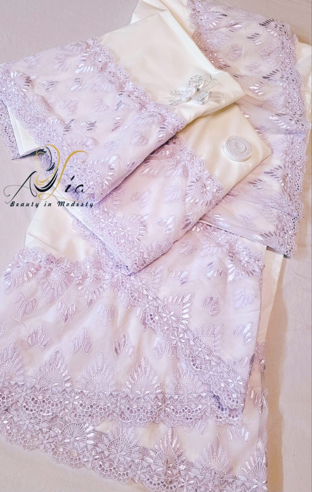 Off White & Light Lilac Luxury Women Prayer Clothes