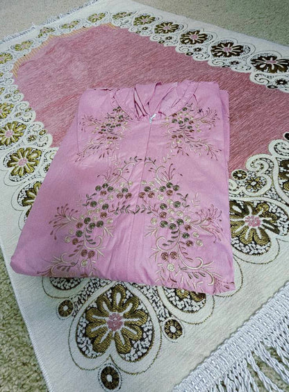 Set of Prayer Dress (Isdal) & Rug - Pink Dress & Pink/Beige Rug