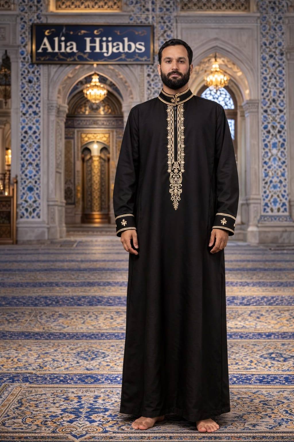 Black / Golden Embroidery - Alia Hijabs