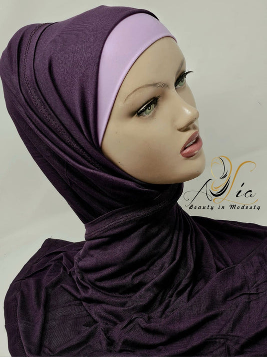 Dark Purple Matt Plain Jersey Shawl