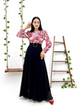 Rose Pink With Black Color Dress