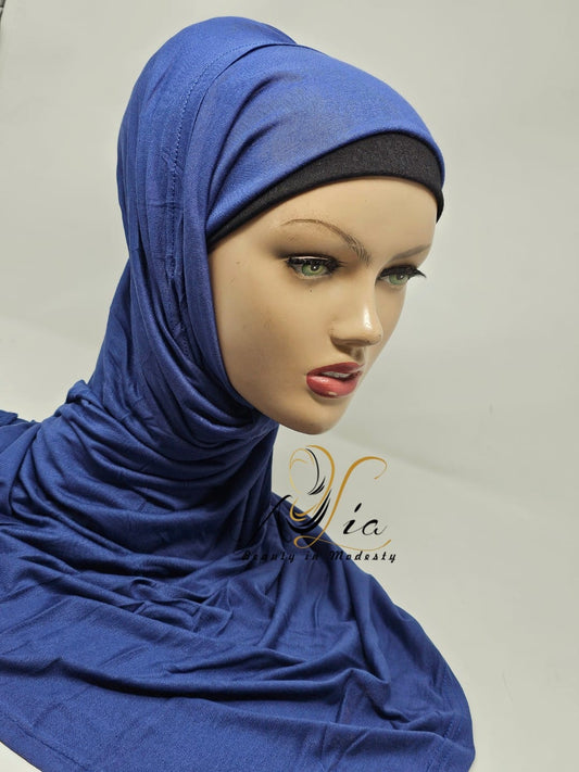 Azure Blue Matt Plain Jersey Shawl