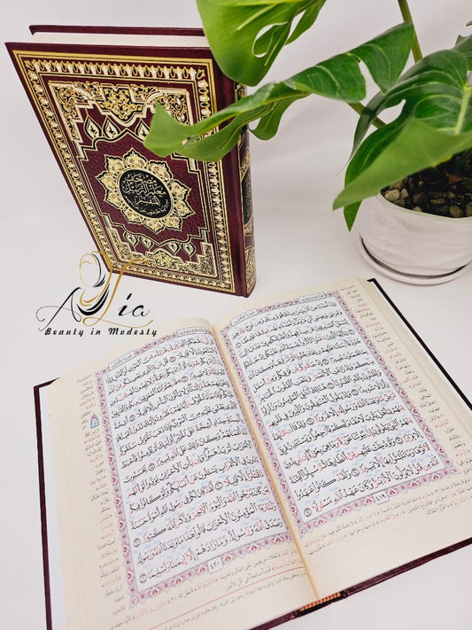 Large Hardcover Quran with Color Deep Coded Tajweed Rules  مصحف معلم الترتيل المفسر مع التجويد المعمق