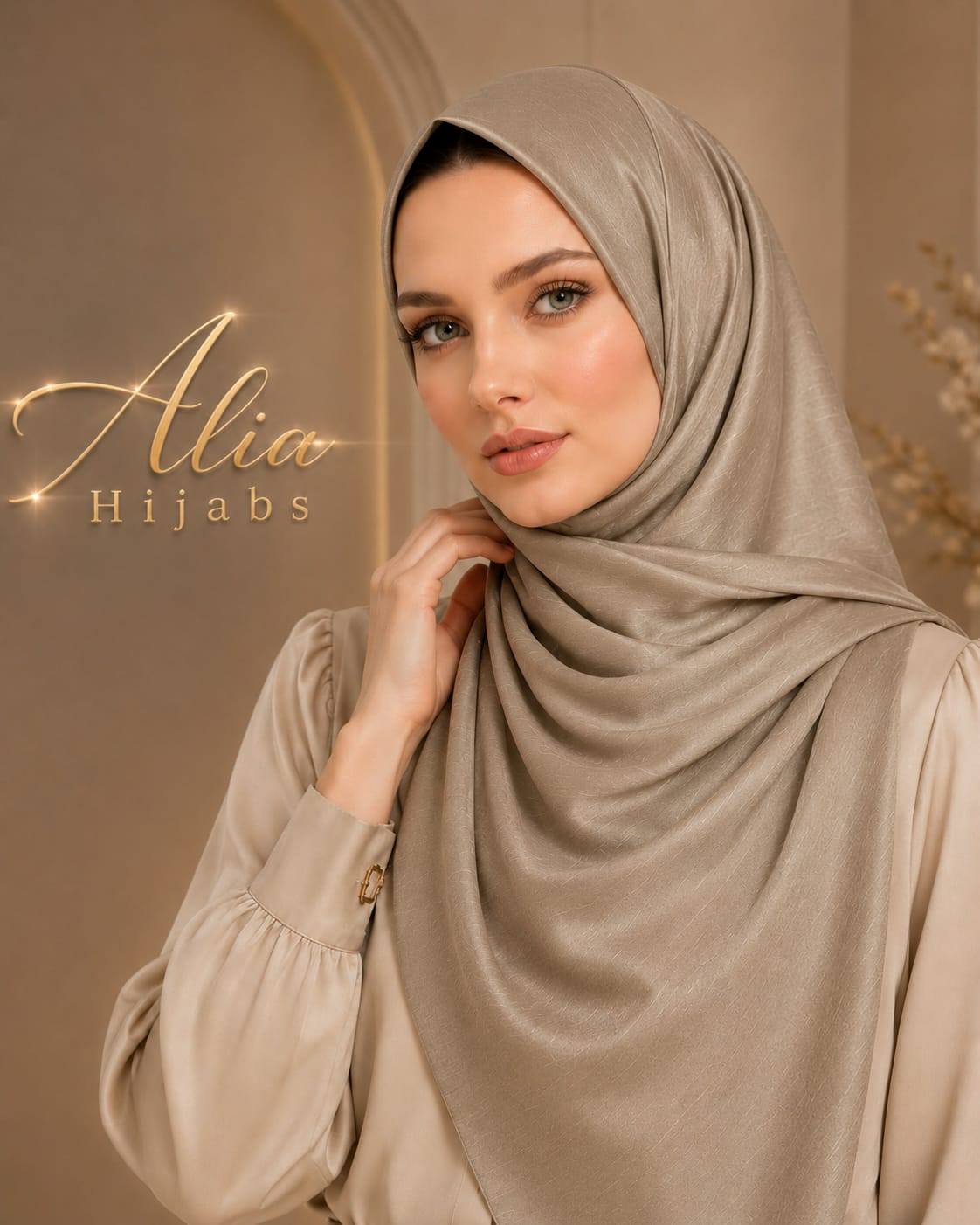 Light Olive Double Face Luxury Soft Satin Cashmere Blend