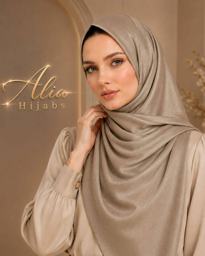 Light Olive Double Face Luxury Soft Satin Cashmere Blend