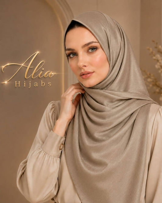 Light Olive Double Face Luxury Soft Satin Cashmere Blend