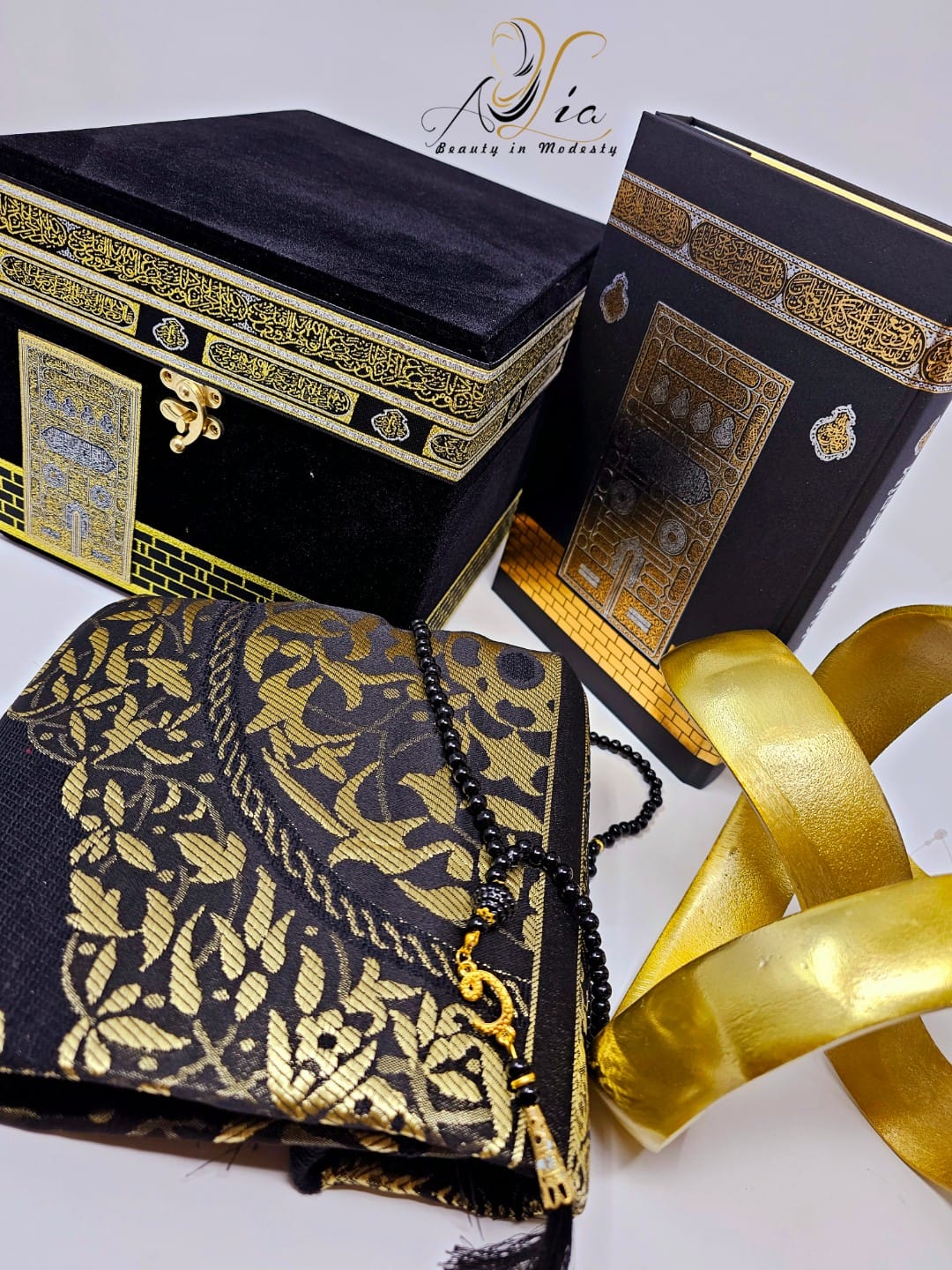 Large Size of Holy Kaaba Box, Quran Book, Prayer Rug & Prayer Beads