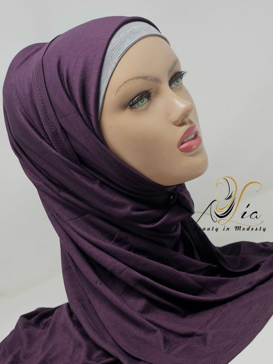 Russian Violet Matt Plain Jersey Shawl