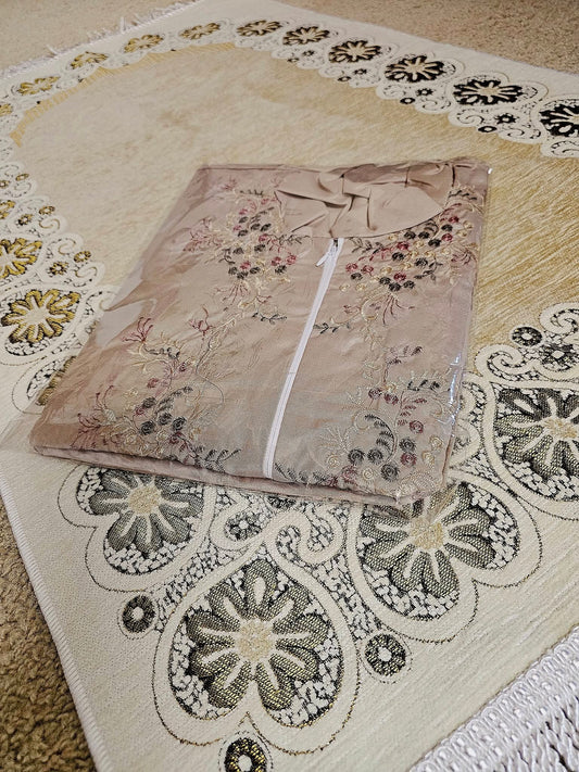 Set of Prayer Dress (Isdal) & Rug - Mocha Dress & Light Beige Rug