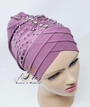 Fancy Lycra Turban With Diamond Beads, Available In Different Colors